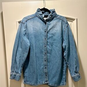 ba&sh Light Blue Denim Button-Down Shirt